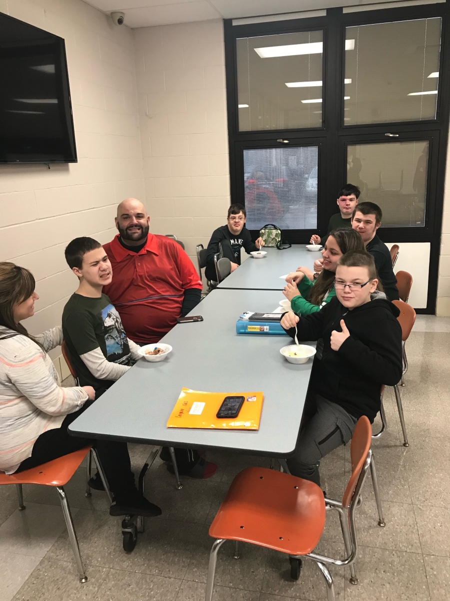 students at tables